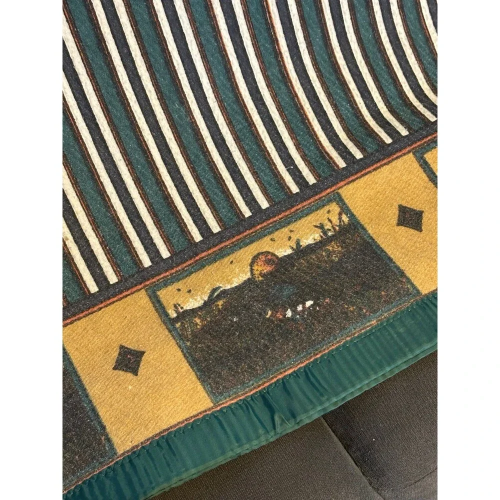 Acrylic striped blanket vintage mallard duck hunting twin satin binding